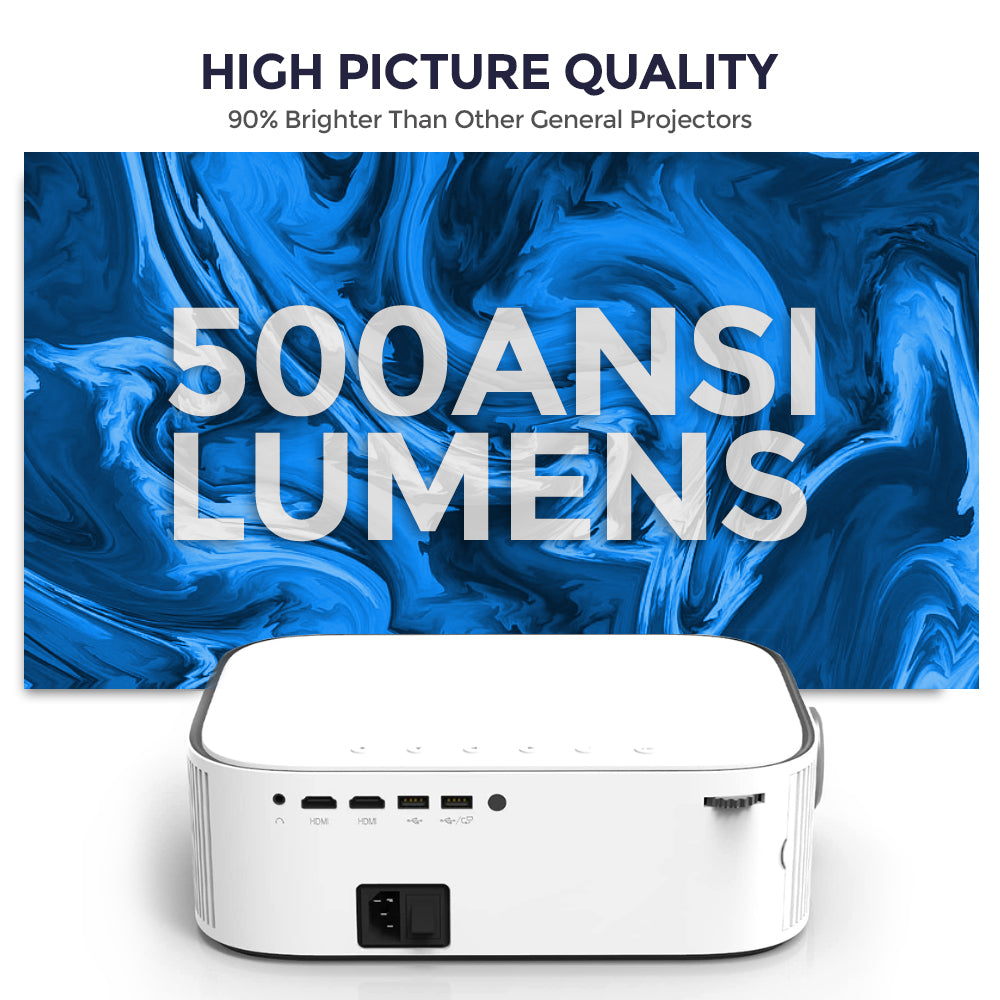 thumbnail image 2 of Projector With WiFi 6 And Bluetooth 5.2, 600 ANSI Native 1080P 4K Supported 2 of 12
