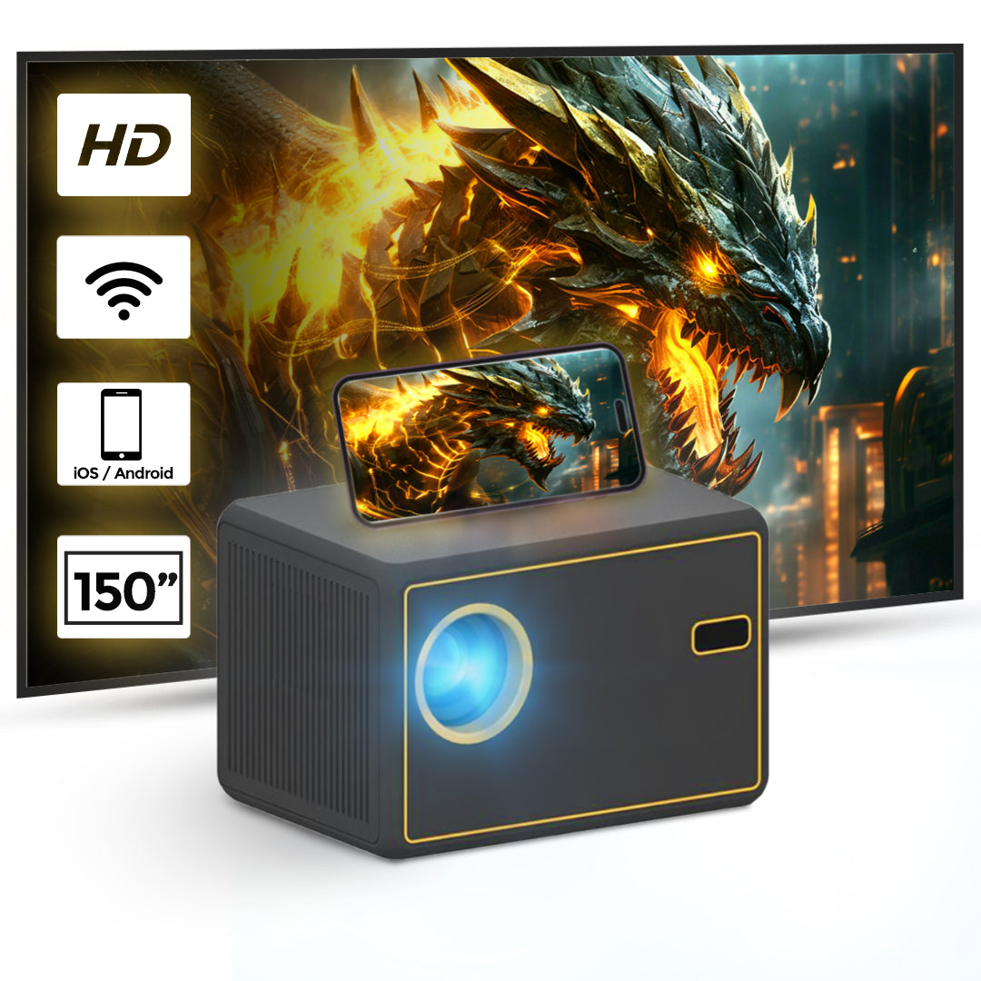 WiFi Portable Projector 150 ANSI Lumens Portable Outdoor Movie Projector with 200