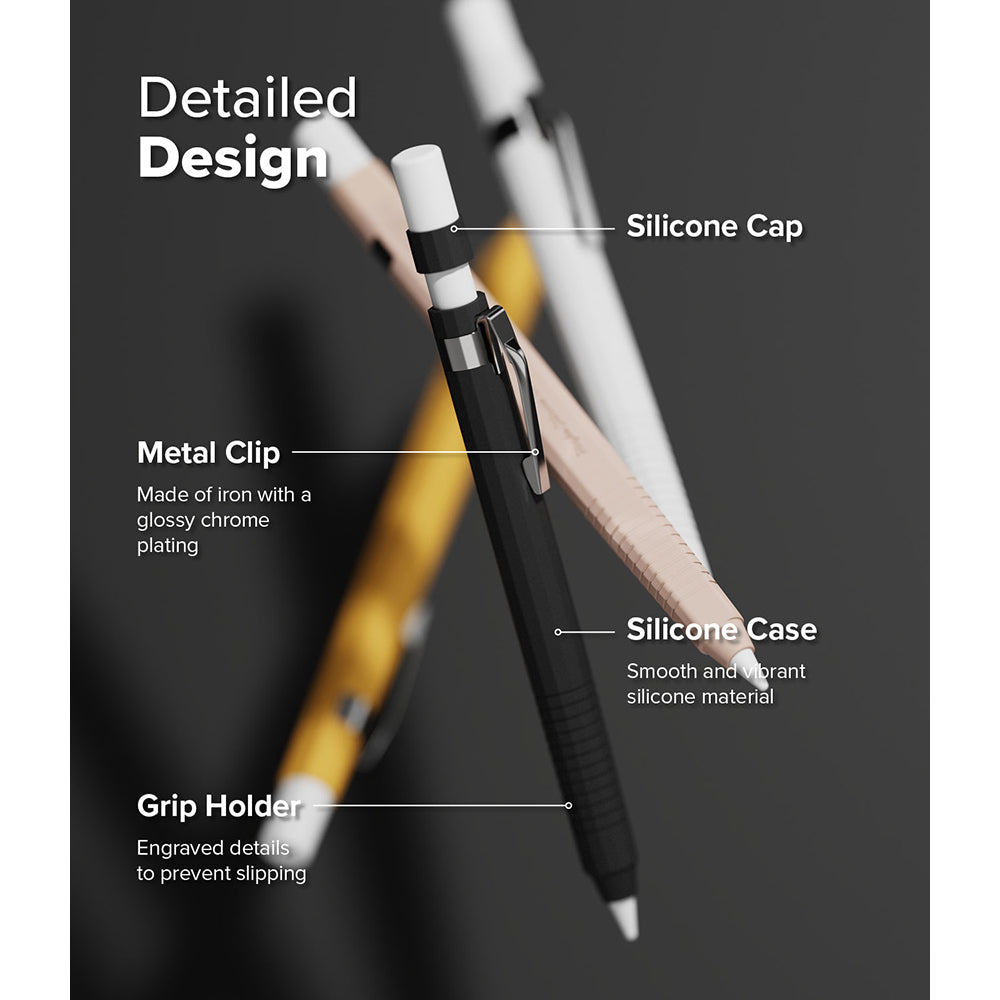 Apple Pencil (2nd generation) & Apple Pencil Pro | Silicone Drafting Pencil Case Cover | Black