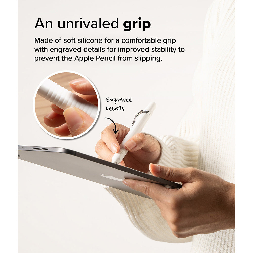 Apple Pencil (2nd generation) & Apple Pencil Pro | Silicone Drafting Pencil Case Cover | White