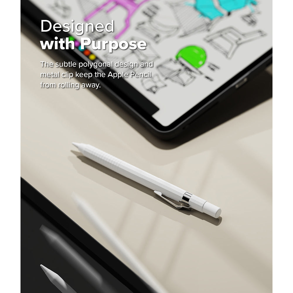Apple Pencil (2nd generation) & Apple Pencil Pro | Silicone Drafting Pencil Case Cover | White