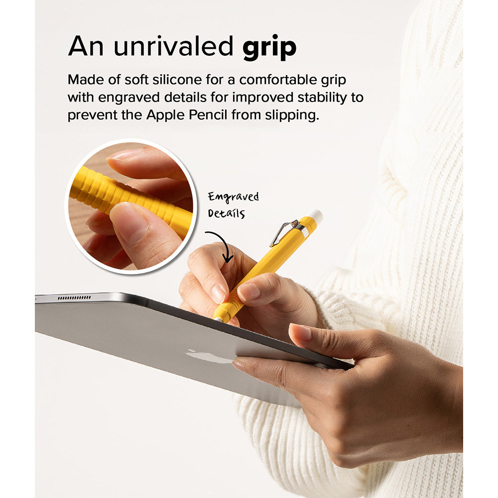 Apple Pencil (2nd generation) & Apple Pencil Pro | Silicone Drafting Pencil Case Cover | Yellow
