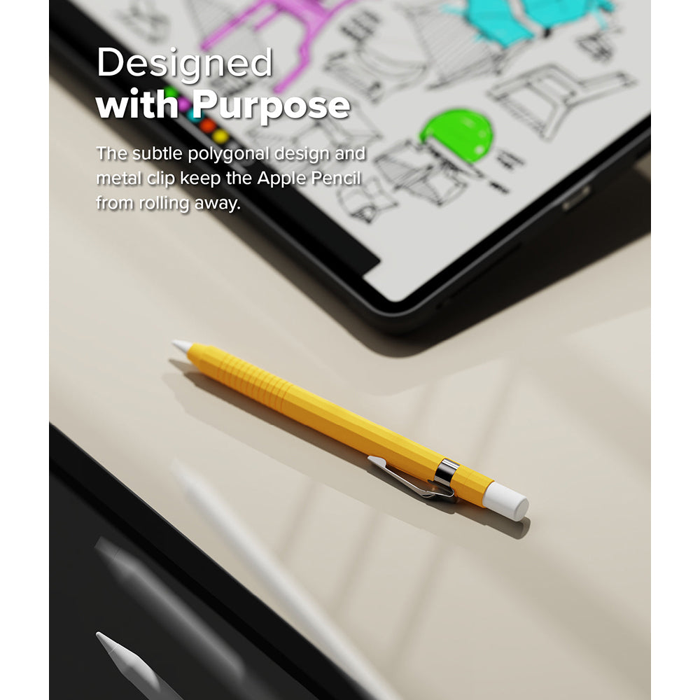 Apple Pencil (2nd generation) & Apple Pencil Pro | Silicone Drafting Pencil Case Cover | Yellow