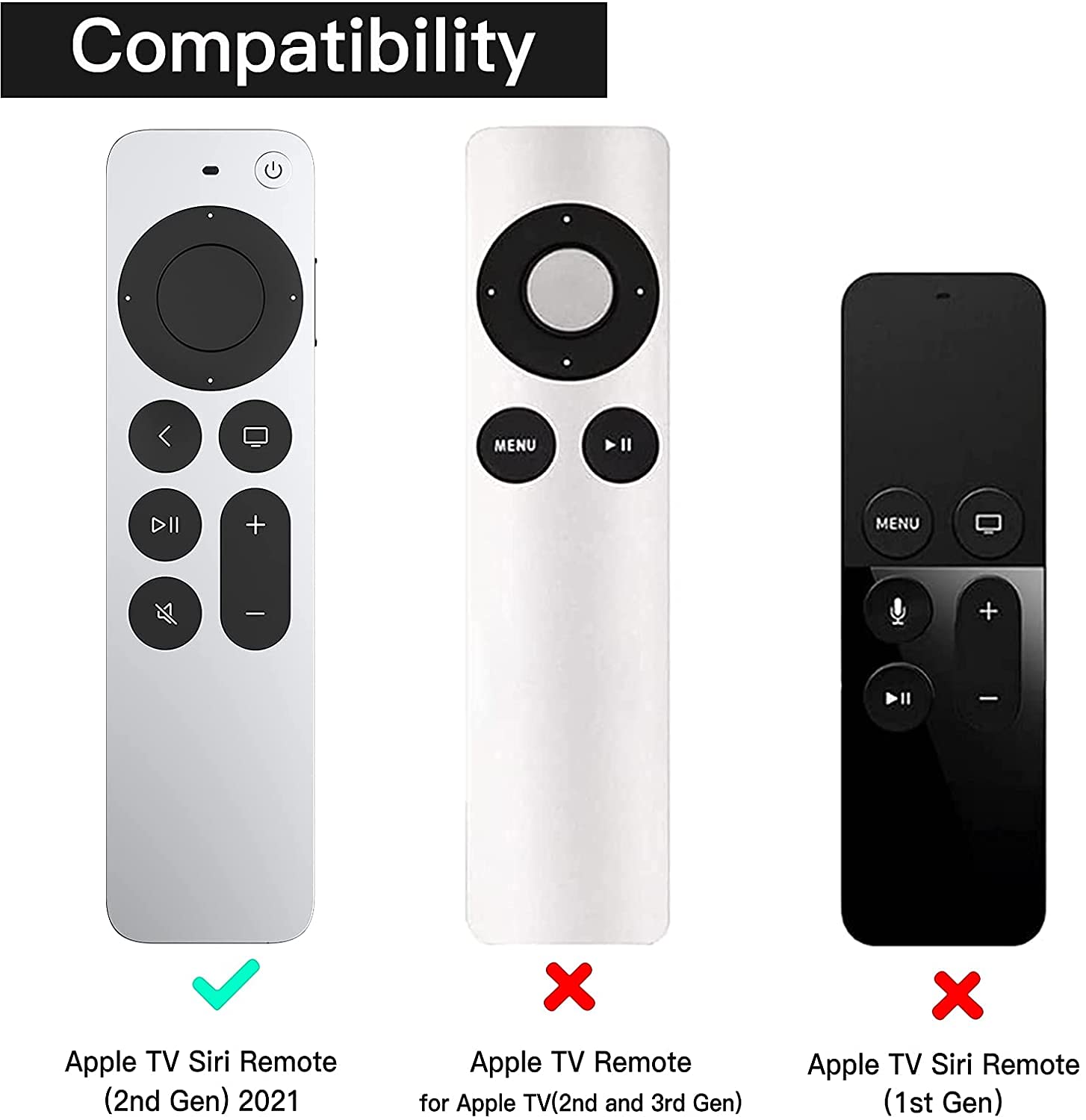 Apple TV 4K Siri Remote 2021 Anti Slip Silicone Case Cover | Black