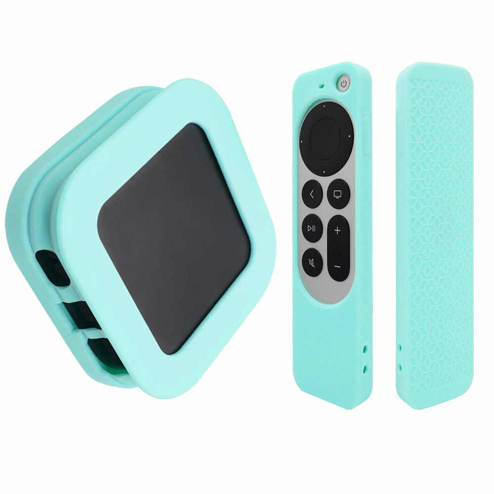 Silicone Case for 2022 Apple TV 4K Wi-Fi TV Box Remote Cover- CYAN