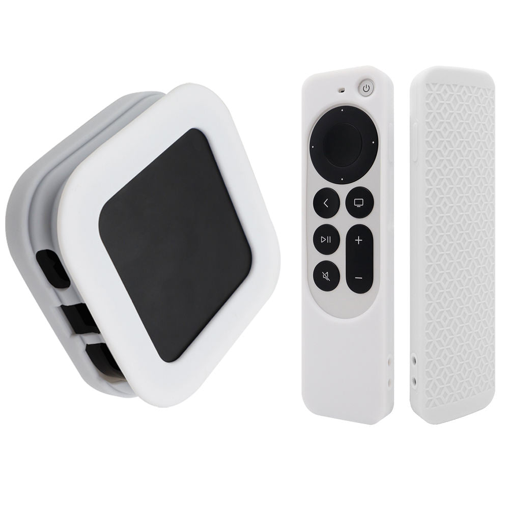 Silicone Case for 2022 Apple TV 4K Wi-Fi TV Box Remote Cover- White