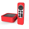 1 Set Silicone Case + Remote Cover for 2022 Apple TV 4K Wi-Fi TV Box Remote Cover- Red