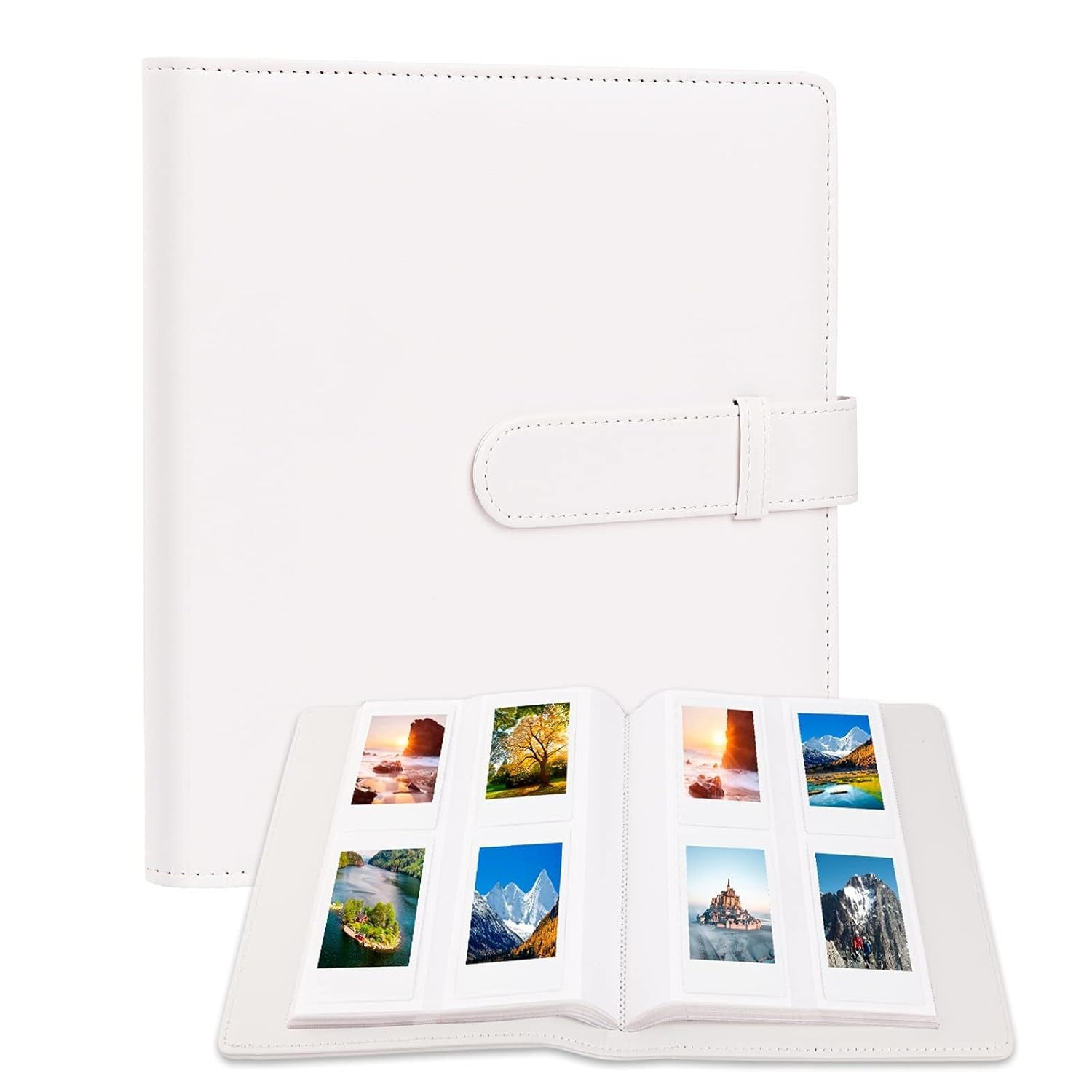 256 Pockets Photo Album for Fujifilm Instax Mini Camera | Leather Cover Photo Album | Instax Mini 12 11 9 40 90 8 7 Evo LiPlay Instant Camera | 2x3 Photo Album Book | White