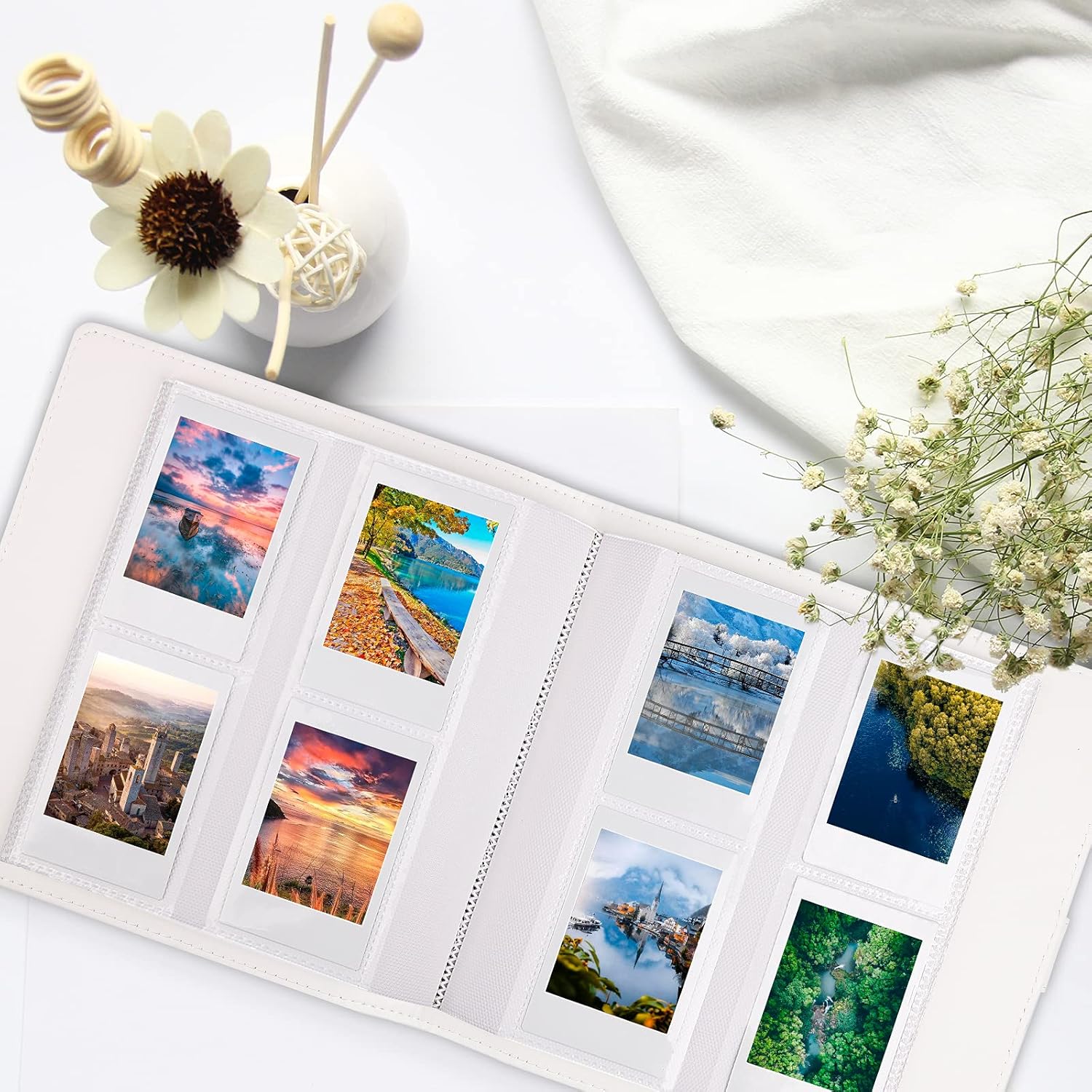 256 Pockets Photo Album for Fujifilm Instax Mini Camera | Leather Cover Photo Album | Instax Mini 12 11 9 40 90 8 7 Evo LiPlay Instant Camera | 2x3 Photo Album Book | White