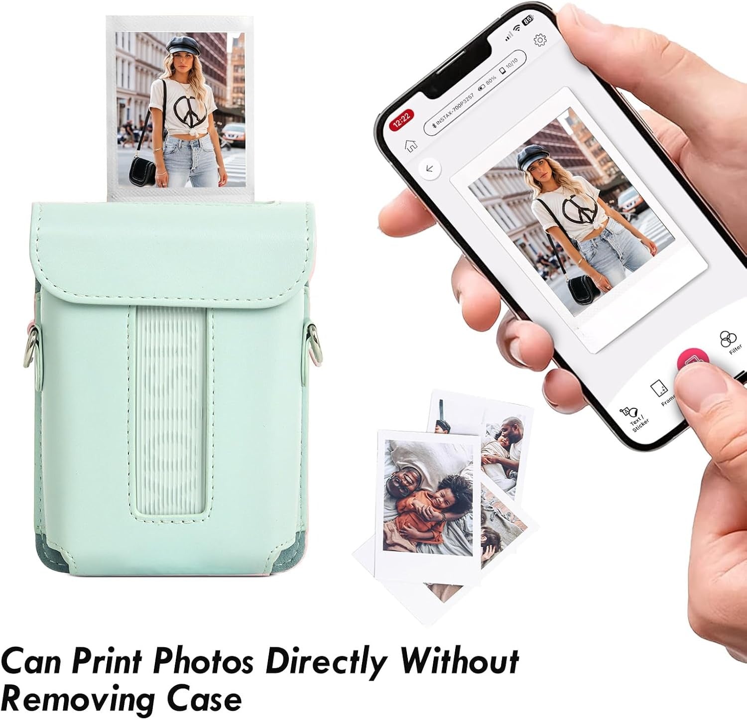 Fujifilm Instax Mini Link 3 Printer PU Leather Case |Carrying Case Accessories with Adjustable Shoulder Strap | Green