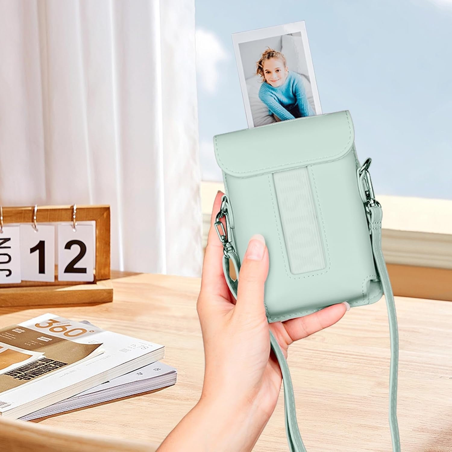 Fujifilm Instax Mini Link 3 Printer PU Leather Case |Carrying Case Accessories with Adjustable Shoulder Strap | Green