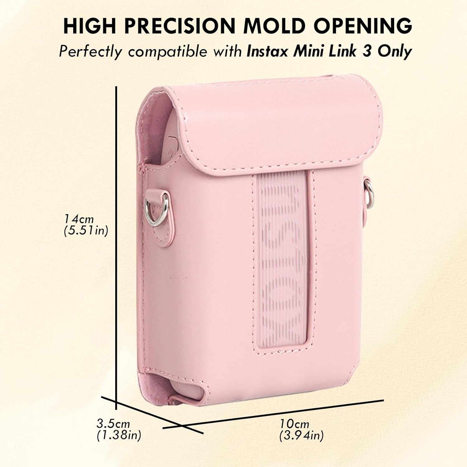 Fujifilm Instax Mini Link 3 Printer PU Leather Case |Carrying Case Accessories with Adjustable Shoulder Strap | Pink