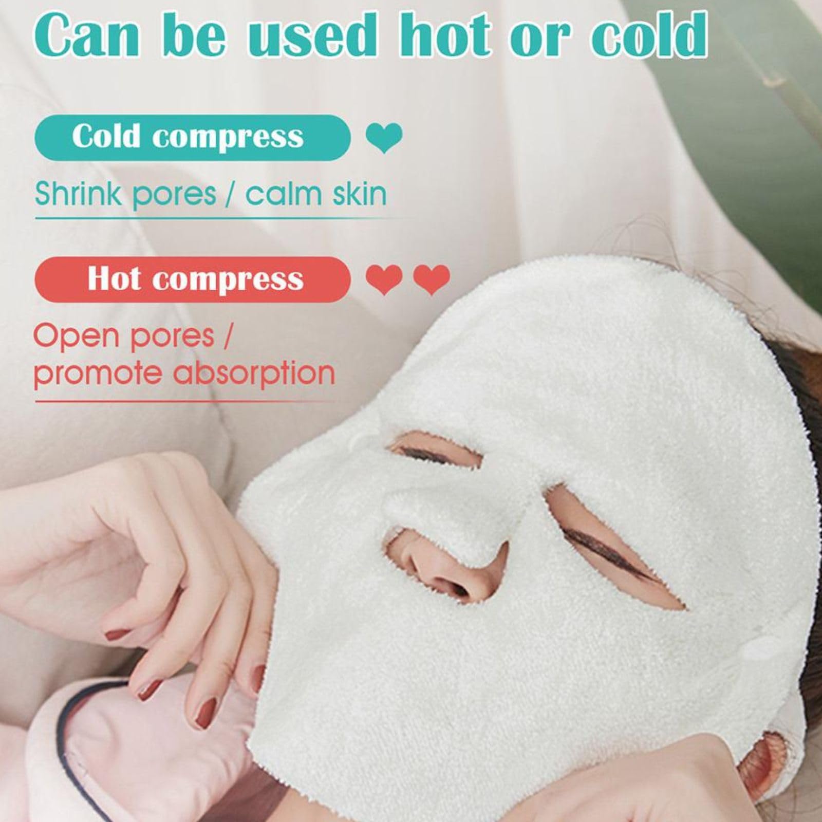Pack of 1 - Reusable Face Towel Masks Cold Hot Anti-Aging Facial Steamer Towel Mask Moisturizing Rejuvenation Beauty Skin Care Spa Towels