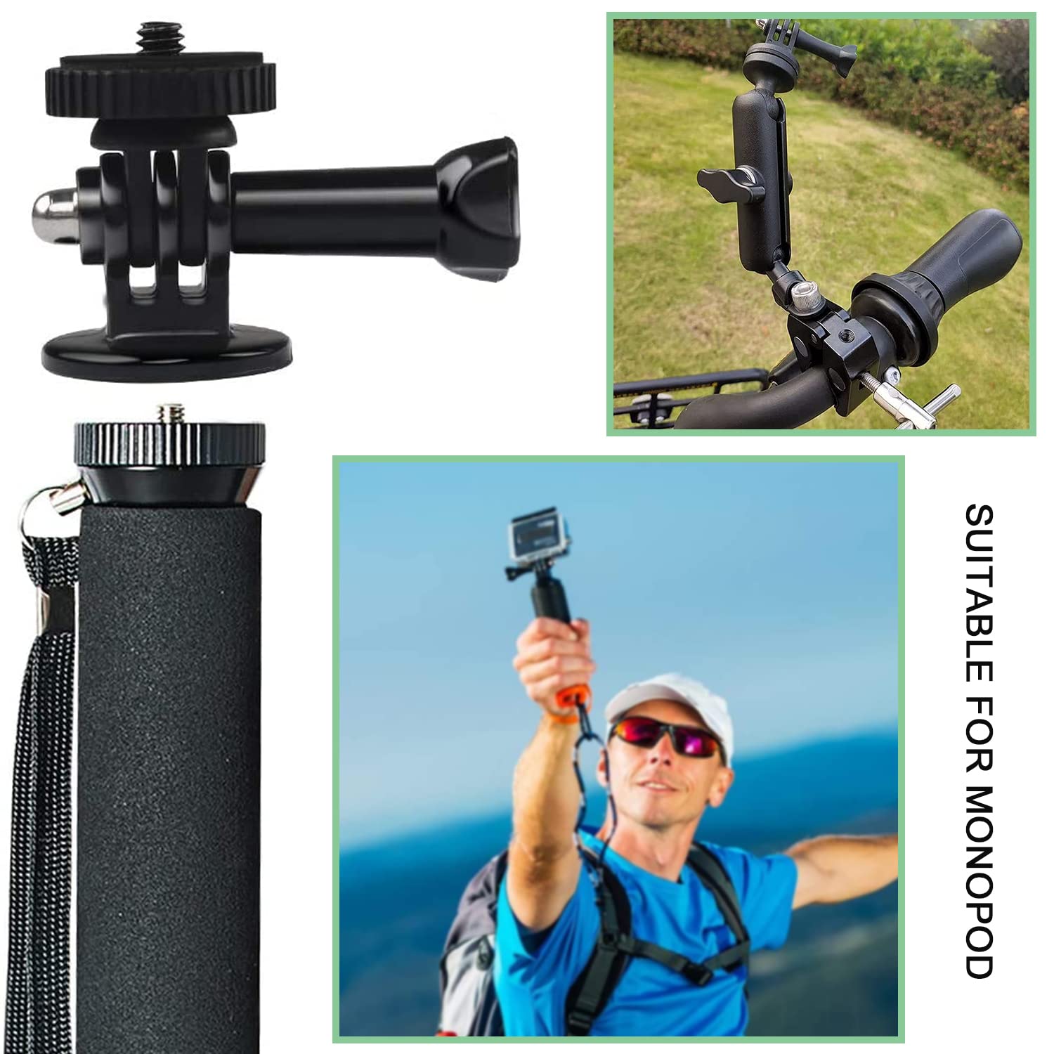 Tripod Mount Adapter with Thumb Screw For Gopro Hero 11,10,9, 8, 7, 6, 5, 4, DJI Osmo, Sjcam, Action Cameras