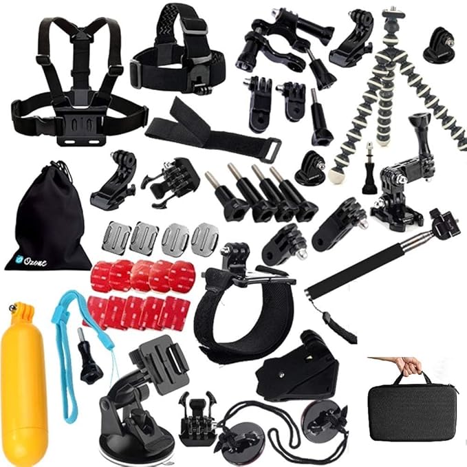 50-In-1 Action Camera Accessory Kit Compatible with Go Pro Hero 13 12 11 10 9 8 7 3, Go Pro Max Go Pro Fusion Insta360 DJI OSMO Action Cameras and More Accessories
