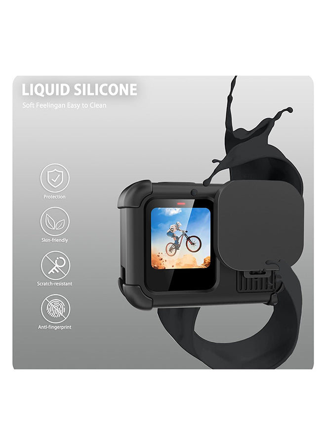 Accessories Kit for Go Pro 13 Black, Protective Silicone Sleeve Rubber Case with Lens Cap+ Screen Protector + Battery Side Cover + Lanyard