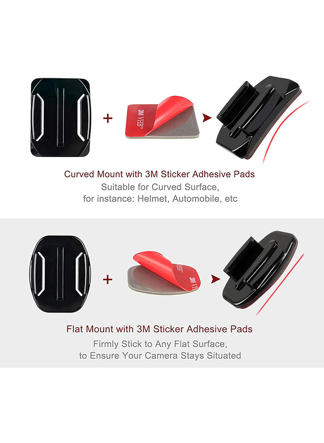 Helmet Adhesive Sticky Mounts Curved Attachment Flat | 3M Mount |GoPro Hero 13 12 11 10 Max 9 8 7 6 Session DJI Osmo Action Cameras | Pack of 8