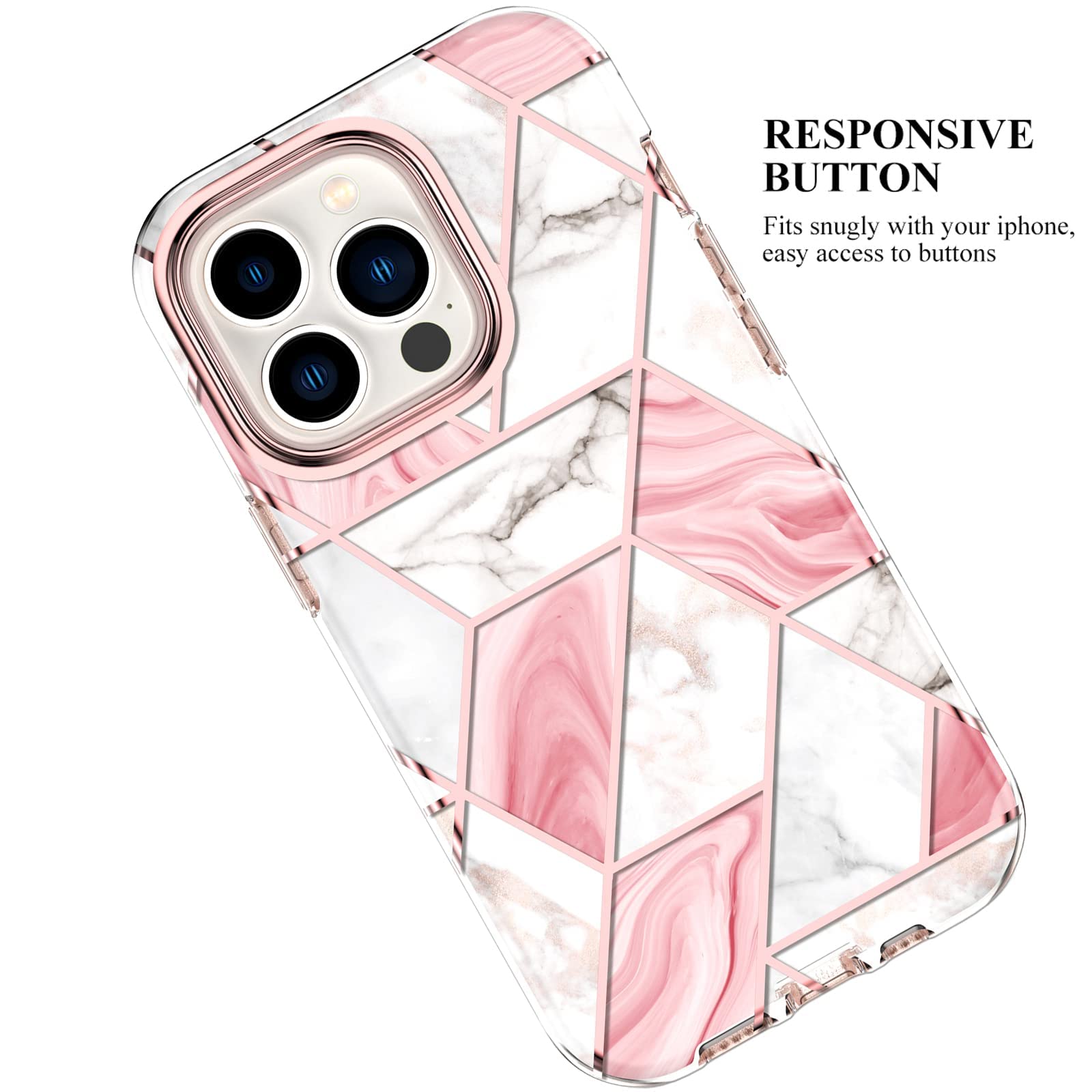 Marble Bundle For iPhone 14 Pro Max Case+ Airpods Pro 2 Case/Airpods Pro 2nd Generation Case | Marble Shockproof Bumper Stylish Slim Phone Cases |  Pink