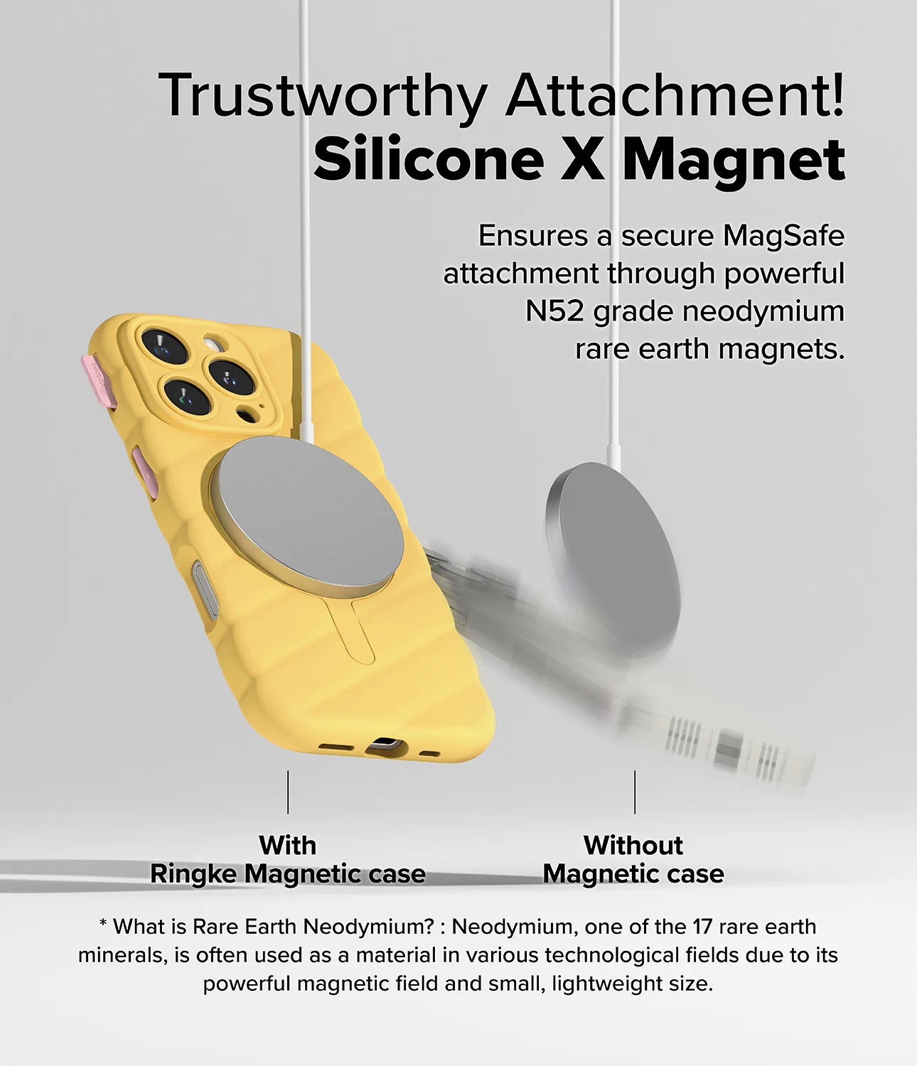 iPhone 16 Pro Case Cover | Macaron Silicone Magnetic Series | Yellow