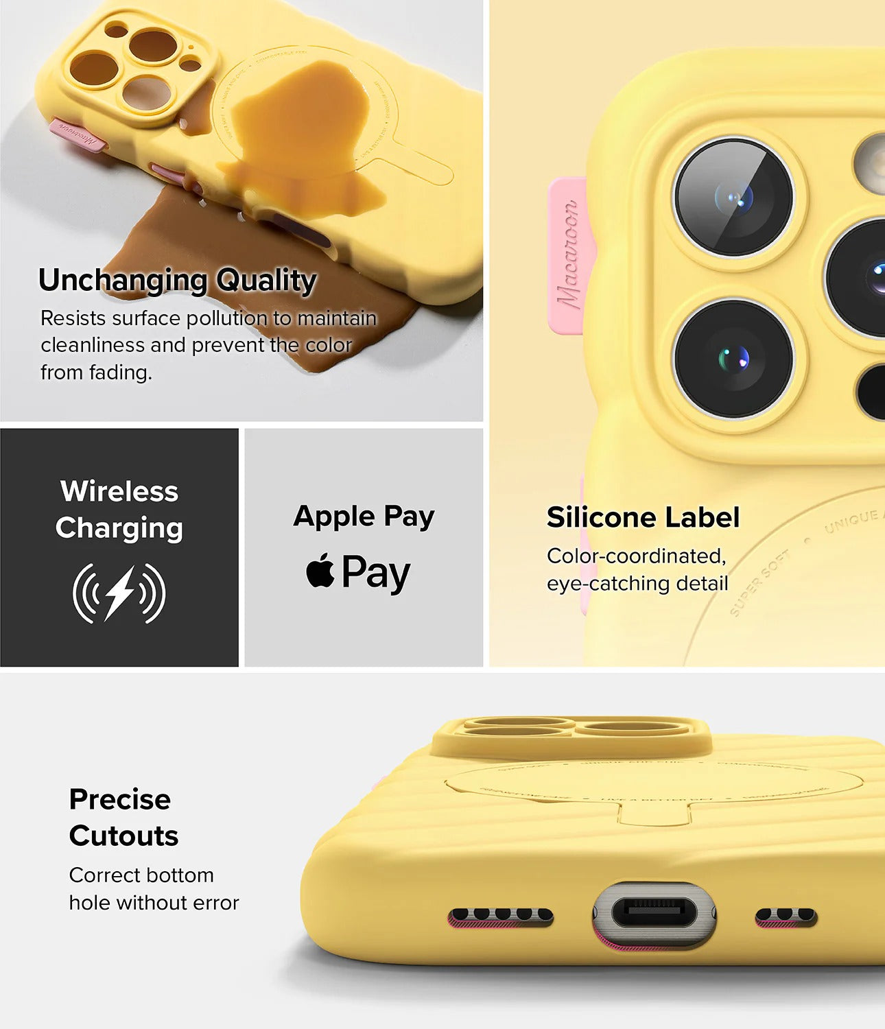 iPhone 16 Pro Case Cover | Macaron Silicone Magnetic Series | Yellow