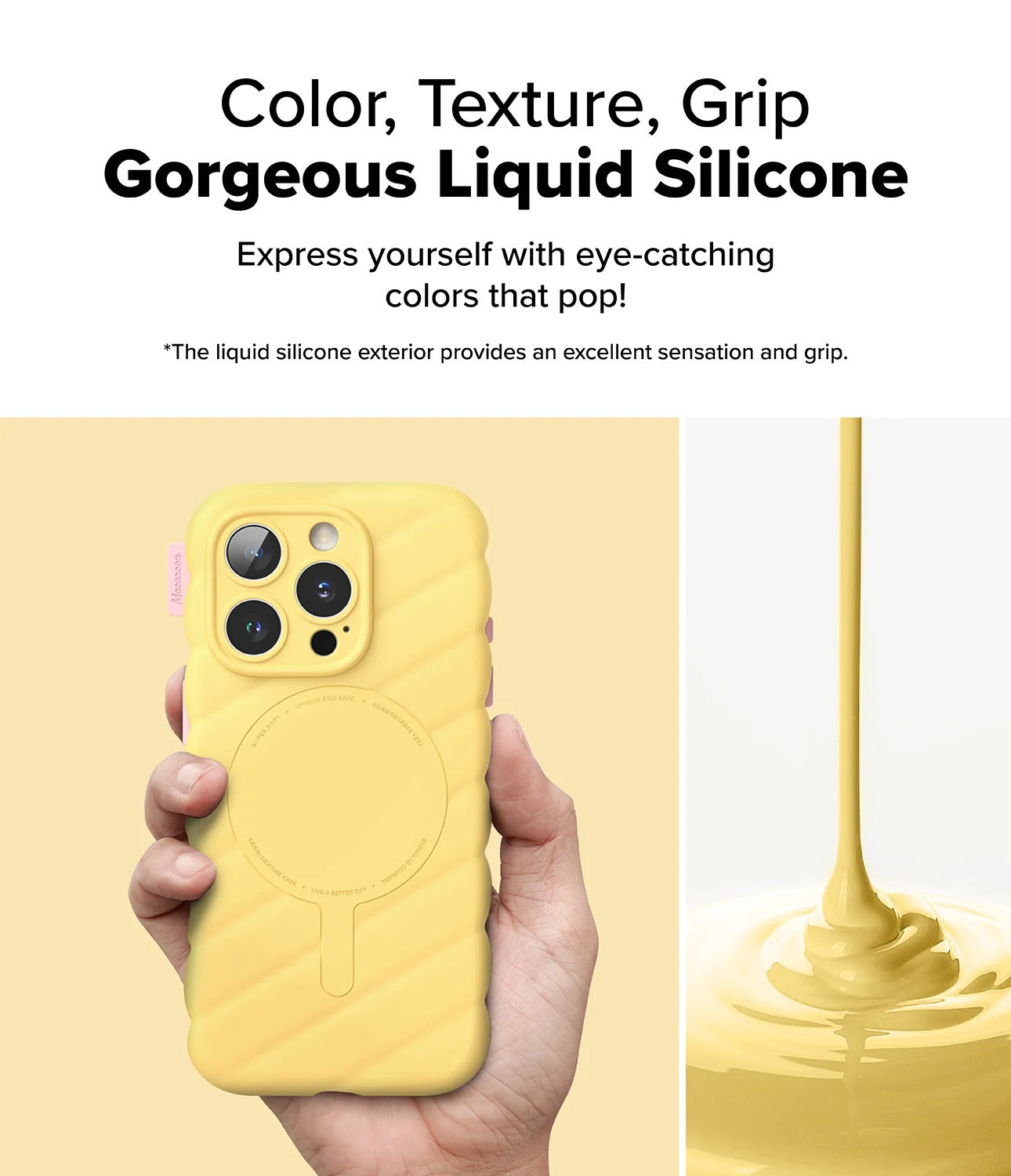 iPhone 16 Pro Case Cover | Macaron Silicone Magnetic Series | Yellow