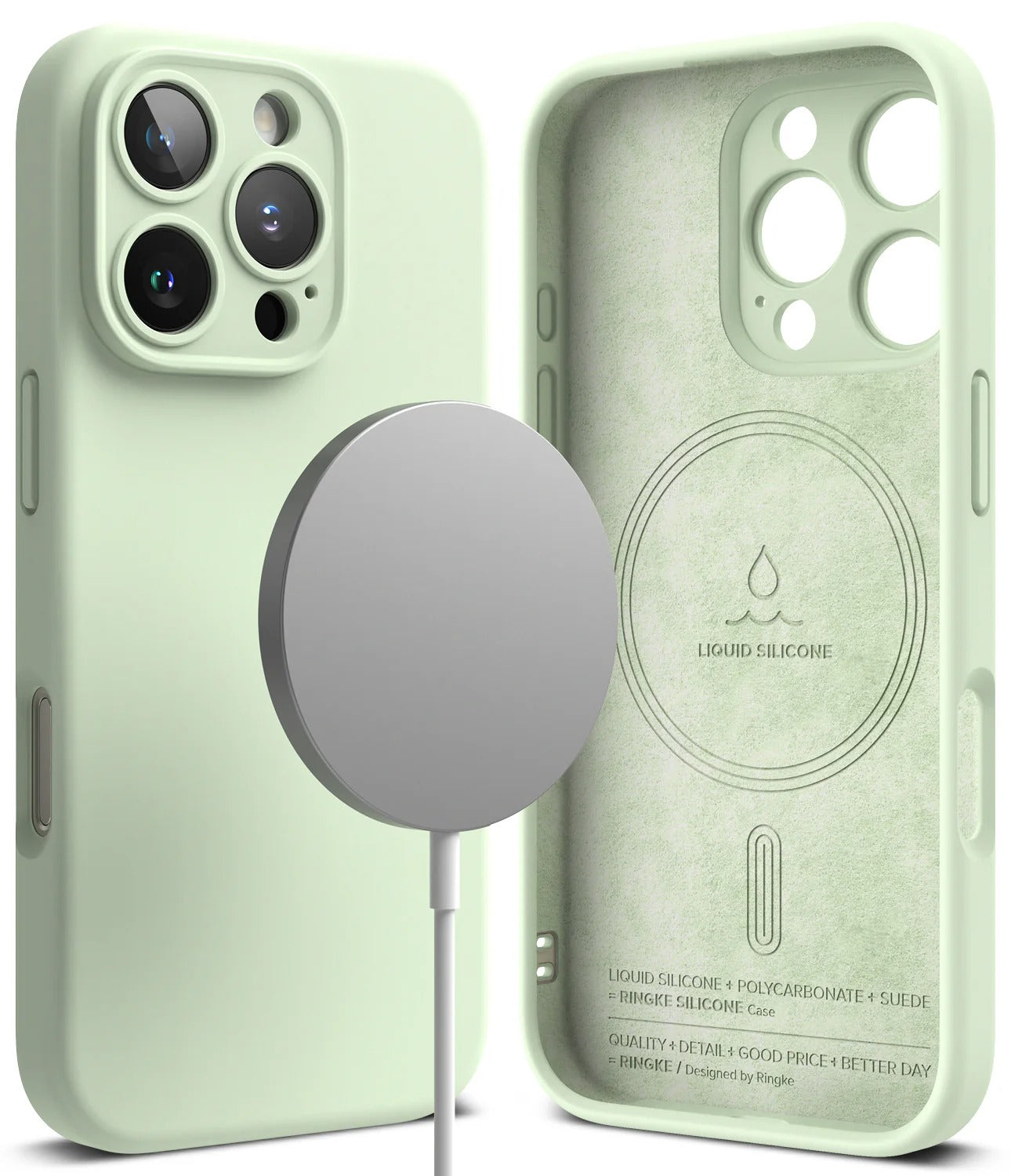 iPhone 16 Pro Case Cover | Silicone Magnetic Series | Mint