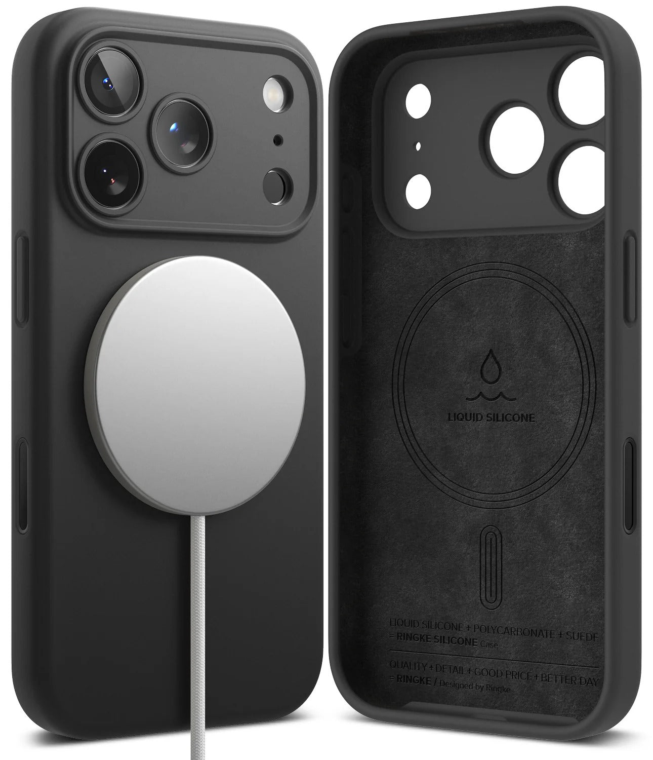iPhone 17 Pro Case Cover | Silicone Magnetic Series | Black