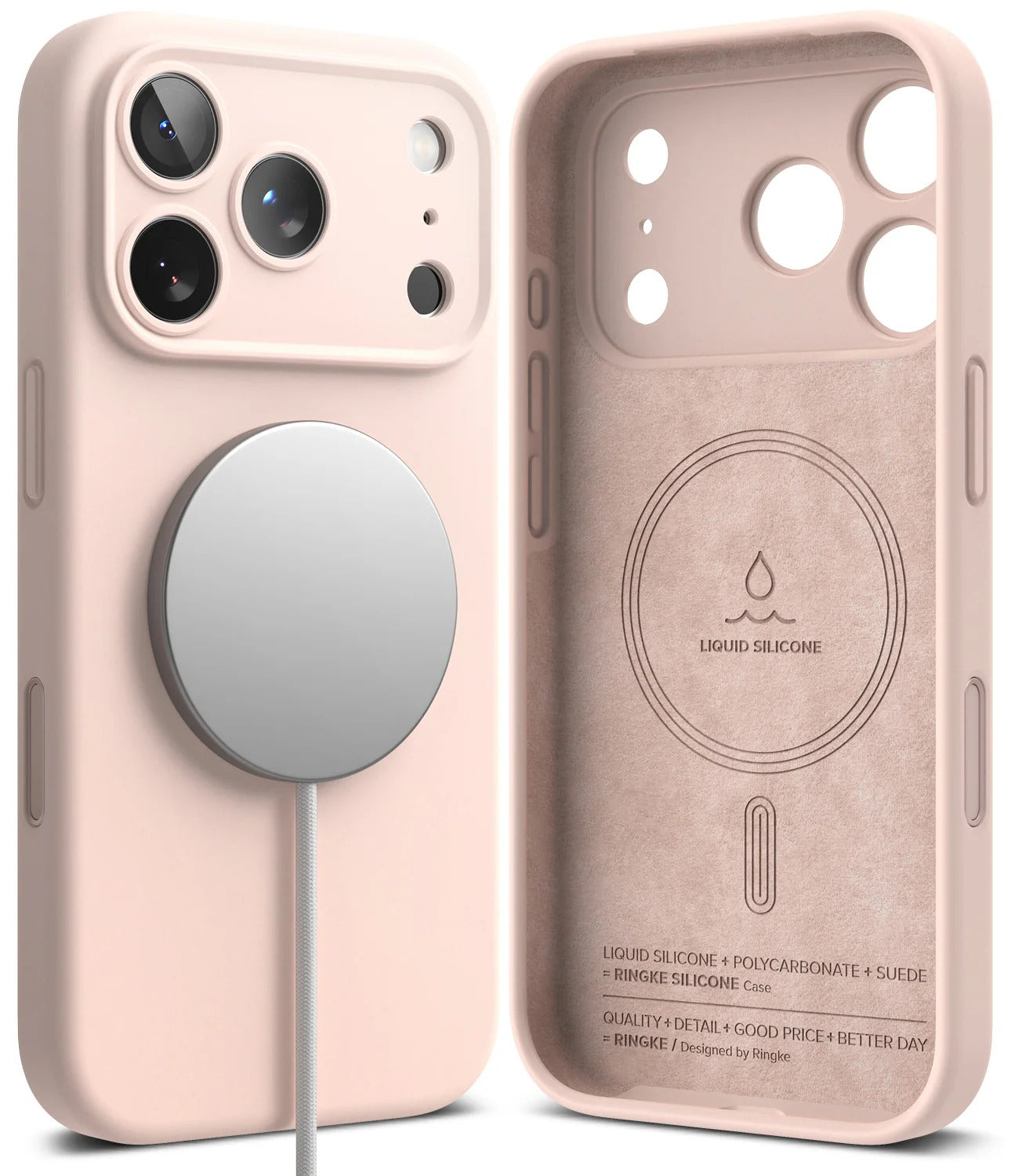 iPhone 17 Pro Max Case Cover | Silicone Magnetic Series | Pink Sand