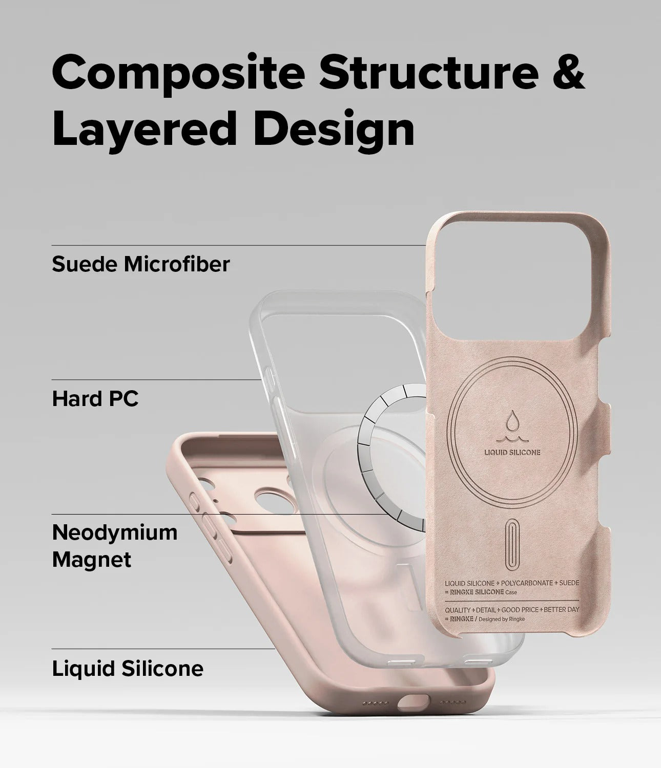 iPhone 17 Pro Max Case Cover | Silicone Magnetic Series | Pink Sand