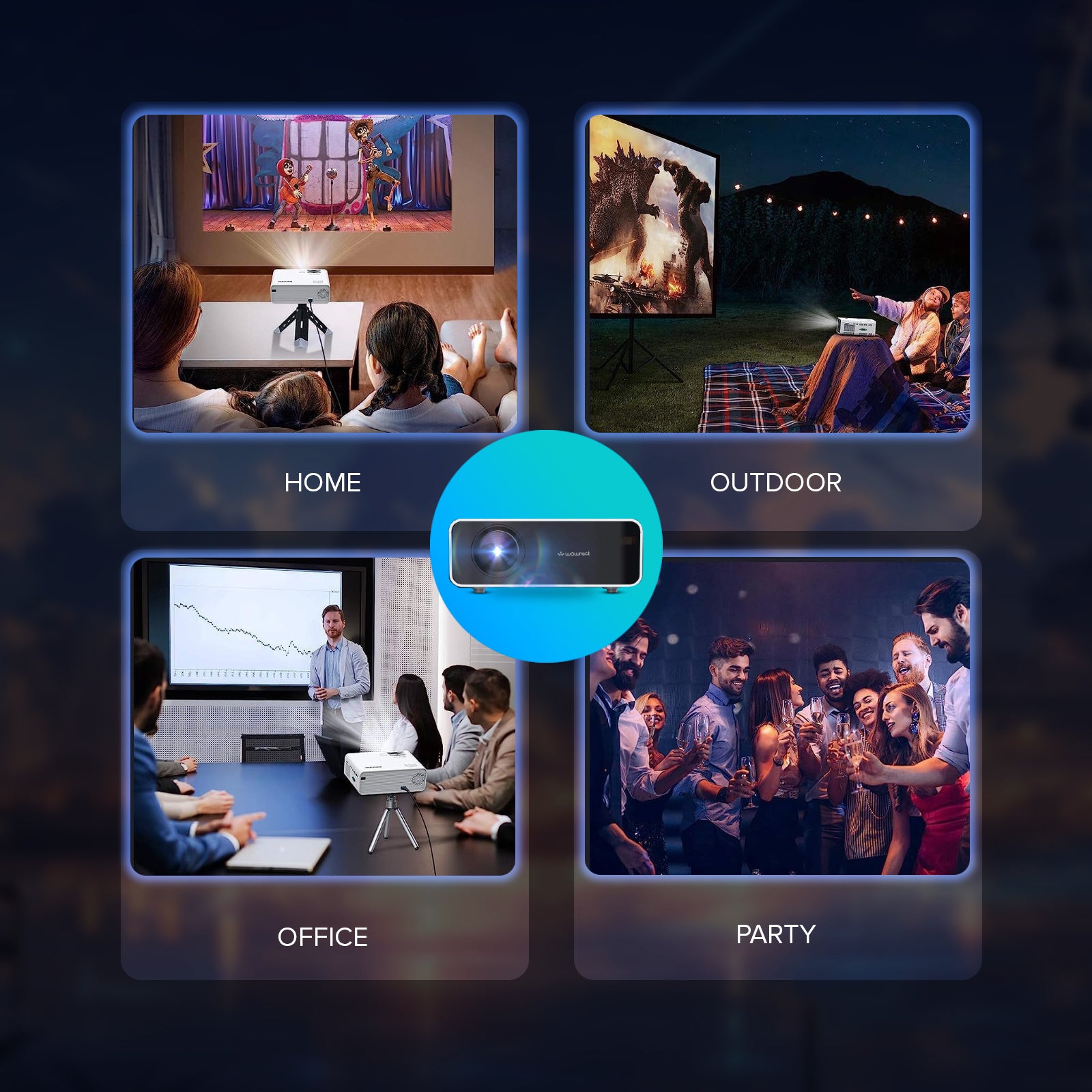 Mini Projector | 3300 Lumens Native Res 1280x720P | Including 100 Inch Projector Screen | Supports 1080P Video Projector | Included 100inch Projector Screen