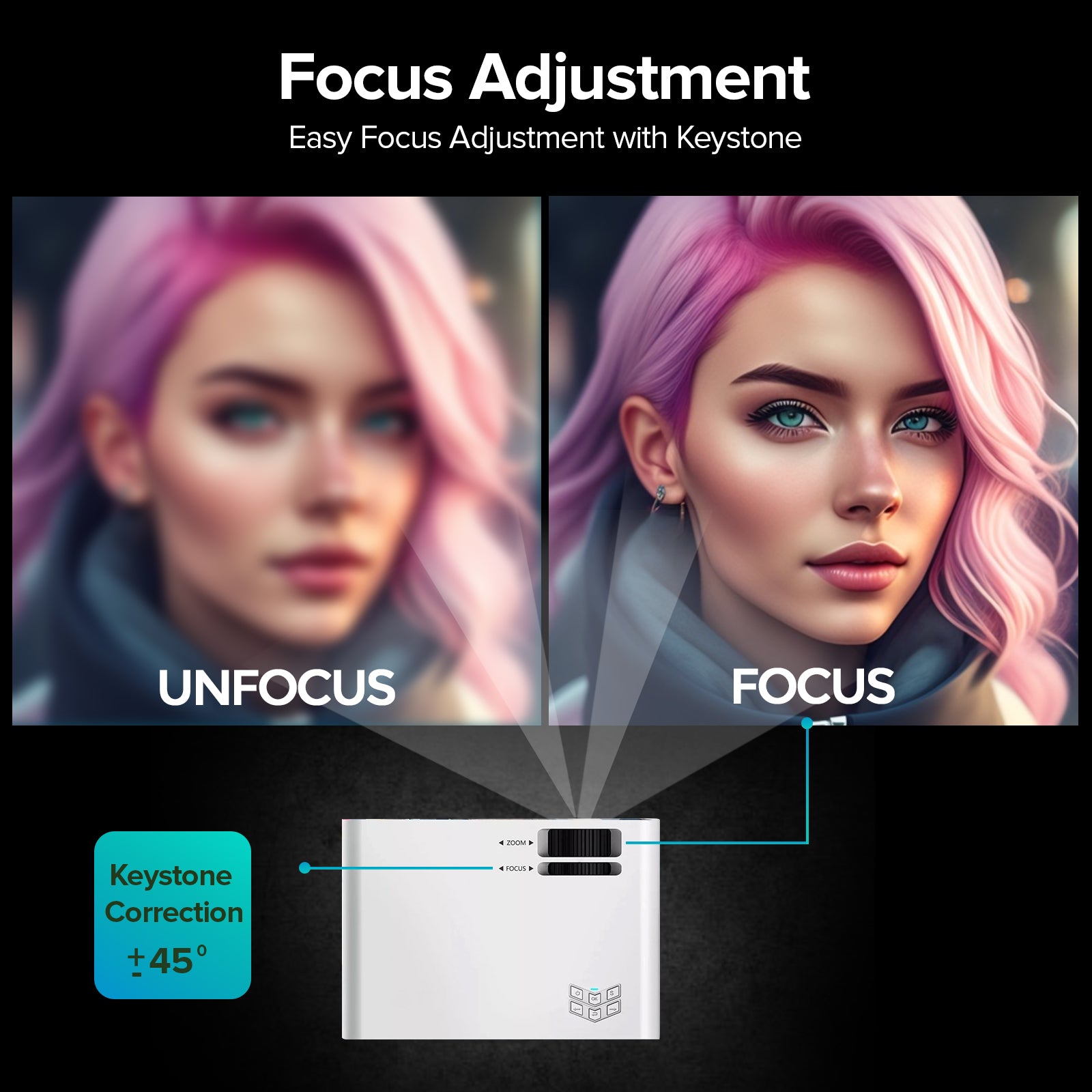 Mini Projector | 3300 Lumens Native Res 1280x720P | Including 100 Inch Projector Screen | Supports 1080P Video Projector | Included 100inch Projector Screen