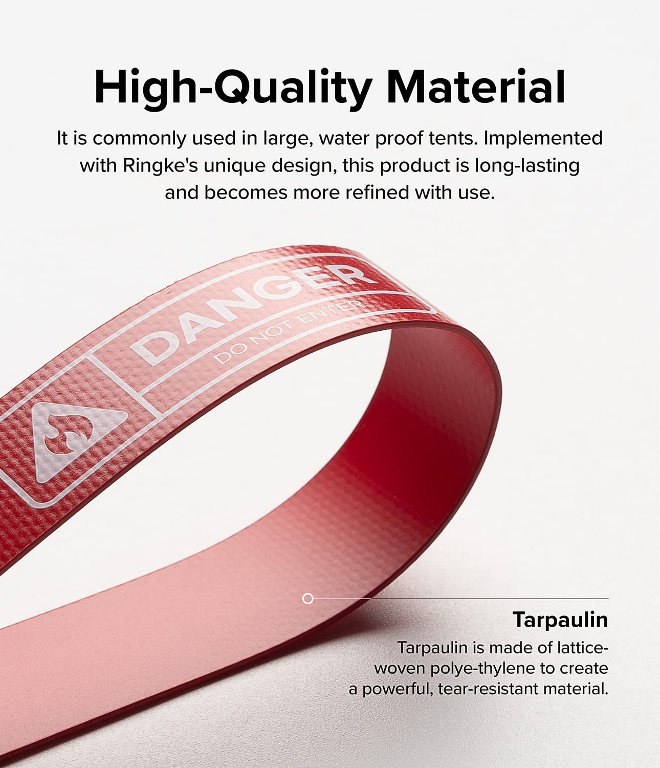 Tarpaulin Key Ring Strap Compatible with Earbuds, Keys, Cameras & ID QuikCatch Lanyard Adjustable String | Danger Red