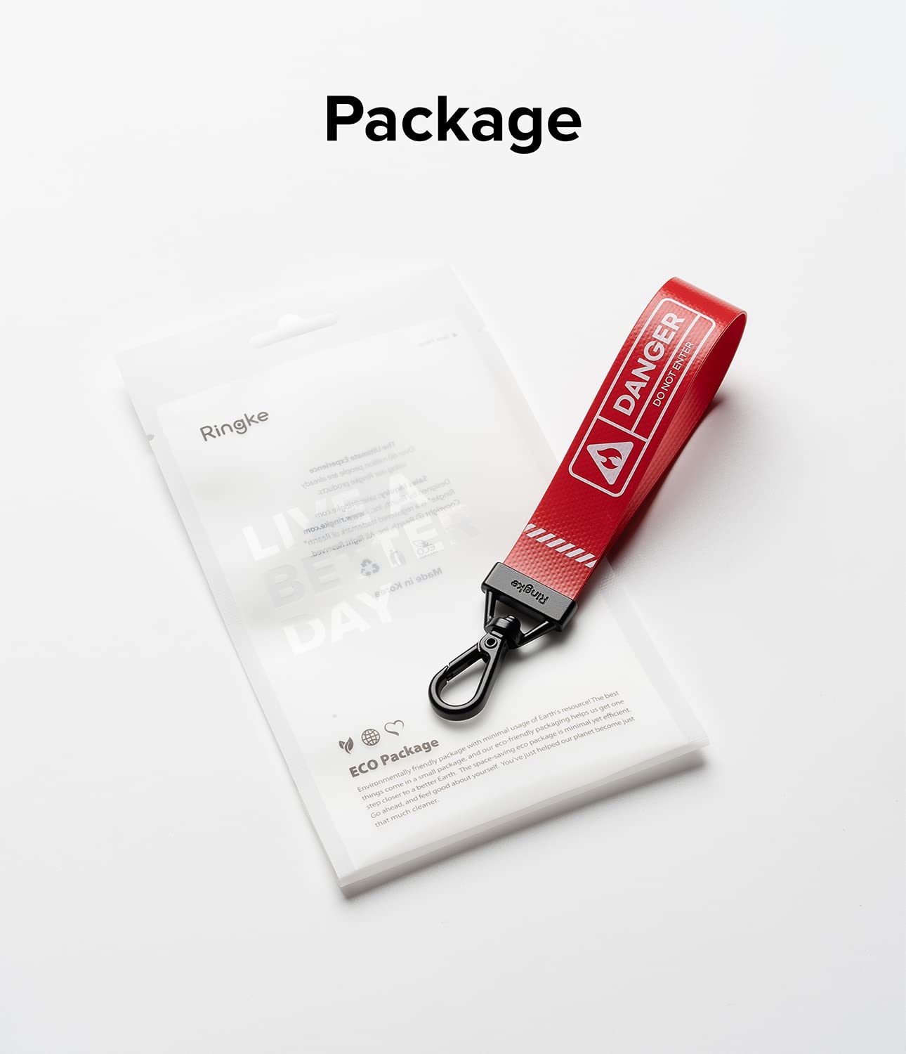 Tarpaulin Key Ring Strap Compatible with Earbuds, Keys, Cameras & ID QuikCatch Lanyard Adjustable String | Danger Red