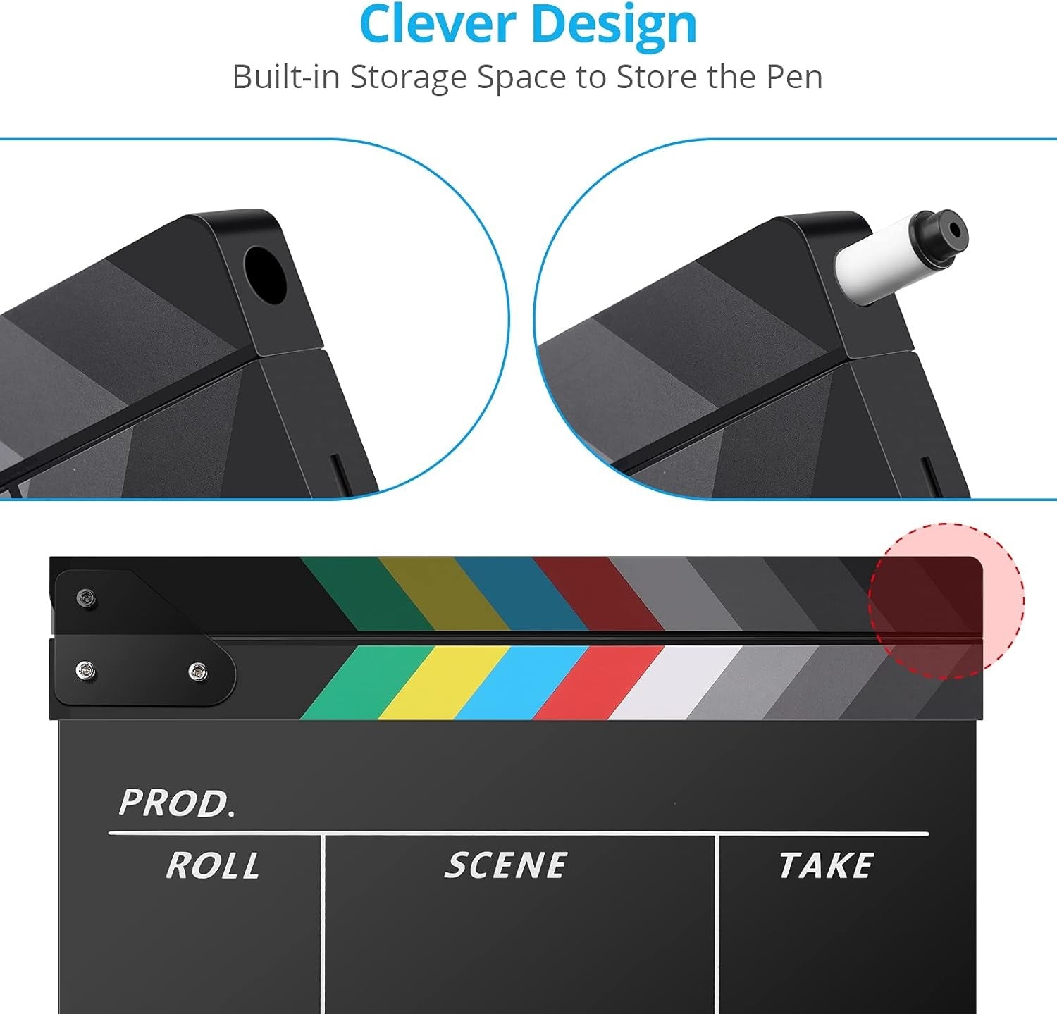 Acrylic Film Clapper Board -11 x 9in | Film Slate Clapperboard Movie Theater Decor Clapboard | Black