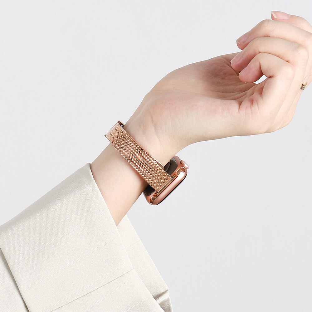Thin Narrow Slim Metal Straps for Apple Watch Series 10  Ultra 2  8 Ultra  9  8  7  6 -Sliver/Rose Gold