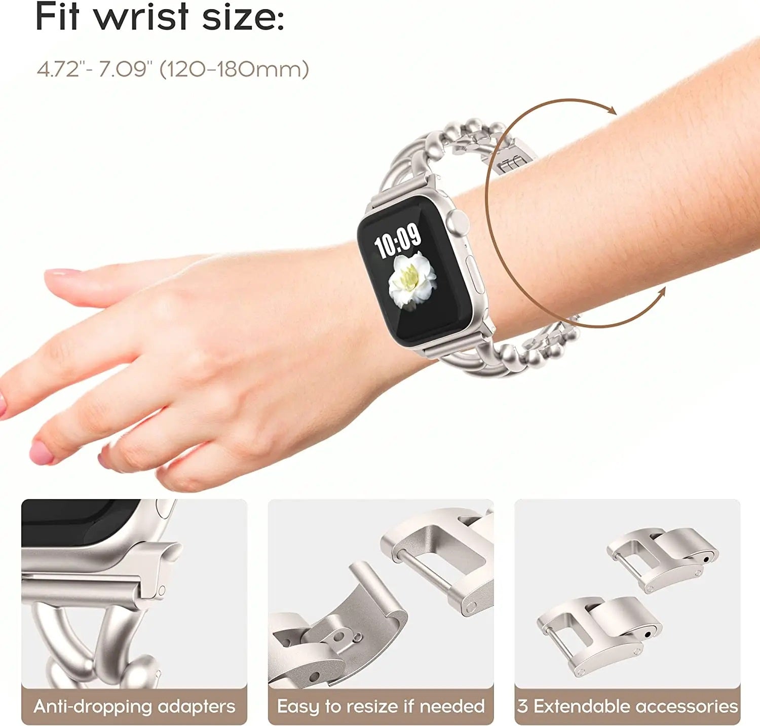 Metal Straps For Apple watch Band 38mm 40mm 41mm | Jewelry Herringbone Design - Silver