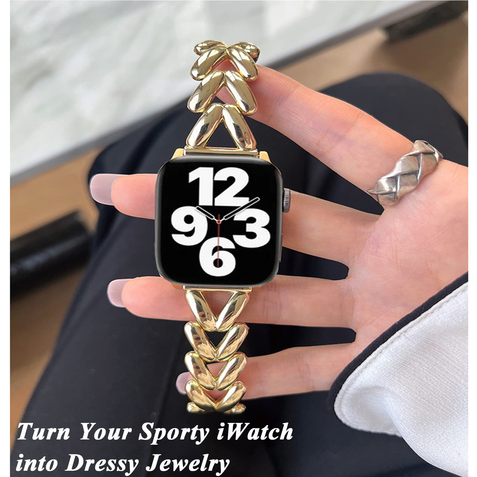 Metal Straps For Apple watch Band 38mm 40mm 41mm | Jewelry Herringbone Design - Gold