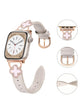 Leather Band For Apple Watch 38mm 40mm 41mm , Slim Thin Dressy Diamond Four Leaf Clover Bling Cute Straps -Light Pink