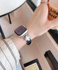 Leather Band For Apple Watch 38mm 40mm 41mm , Slim Thin Dressy Diamond Four Leaf Clover Bling Cute Straps -Light Pink
