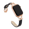 Leather Band For Apple Watch 38mm 40mm 41mm, Slim Leather Strap with D-Shape Rose Gold Metal Buckle - Plain White