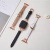 Leather Band For Apple Watch 38mm 40mm 41mm, Slim Leather Strap with D-Shape Rose Gold Metal Buckle - Plain White
