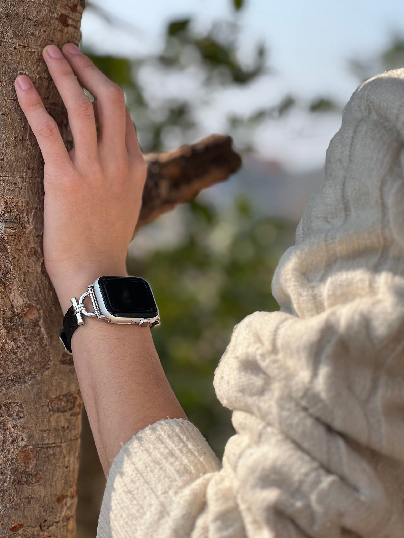 Leather Band For Apple Watch 38mm 40mm 41mm, Slim Leather Strap with D-Shape Rose Gold Metal Buckle - Plain White