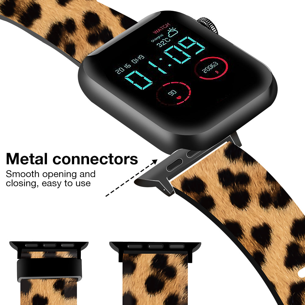Silicone Bands For Apple Watch Straps 38mm 40mm 41mm Women Men -Leopard Print