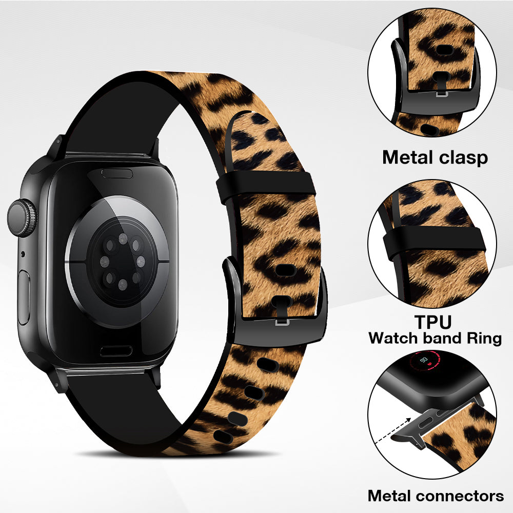 Silicone Bands For Apple Watch Straps 38mm 40mm 41mm Women Men -Leopard Print