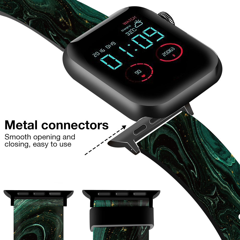 Silicone Bands For Apple Watch Straps 38mm 40mm 41mm Women Men -Green Marble