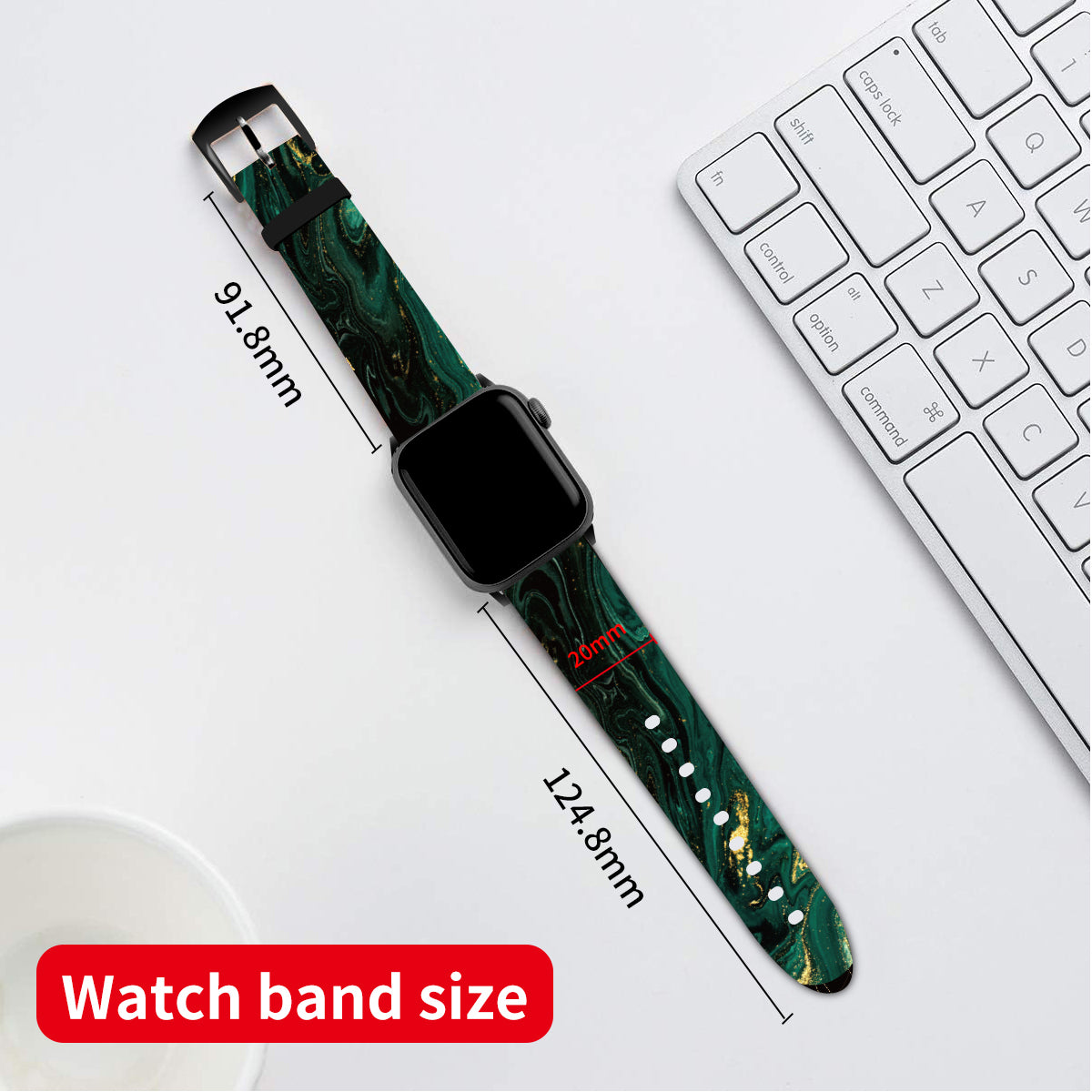 Silicone Bands For Apple Watch Straps 38mm 40mm 41mm Women Men -Green Marble