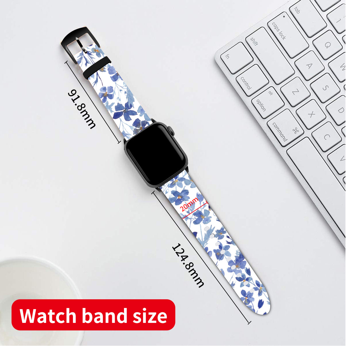 Silicone Bands For Apple Watch Straps 38mm 40mm 41mm Women Men - Blue Flowers