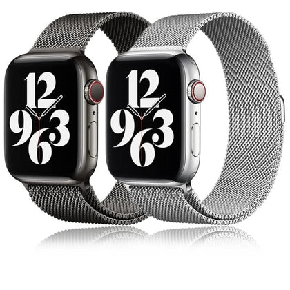 Apple Watch Ultra 49mm / 45mm / 44mm / 42mm | Milanese Loop Metal Bands | Black & Silver