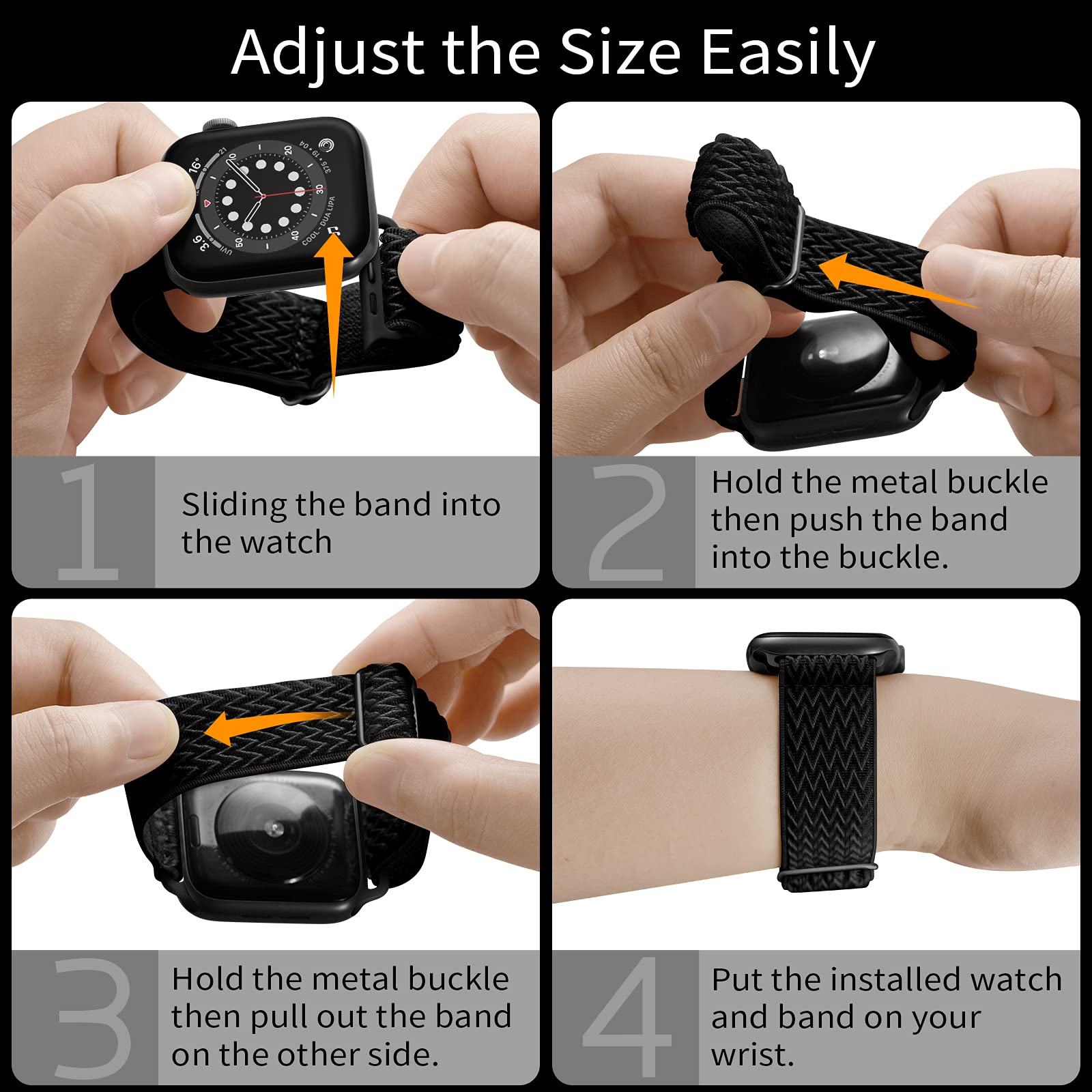 3 Pack Stretchy Nylon Replacement Band For Apple Watch Band 42mm 44mm 45mm 49mm -Multi