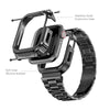 Stainless Steel Watch Band with Case Compatible with Apple Watch Series 9/8/7 (45mm)- Classic Silver Black